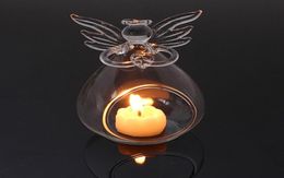 Romantic Transparent Angel Christmas Hanging Tealight Holder Glass Terrarium Glass Globe Candle Holder Candlestick Wedding Bar Dec8428950