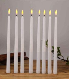 12 Pieces Plastic Flameless Battery Operated LED CandlesYellow Amber Flickering Halloween Taper Candles For Event and Party H12222580013