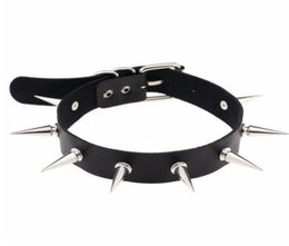 Black Spike choker belt collar women pu leather goth choker necklace for women party club chocker Sexy gothic jewelry2162516