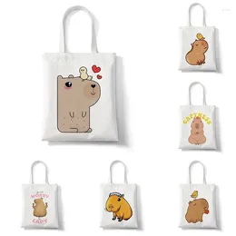 Shopping Bags Women Shoulder Bag Fashion Eco Friendly Tote Casual Large Capacity Handbags Cartoon Animal Capybara Printed