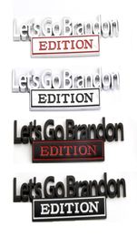 Lets Go Brandon Car Sticker Party Favour Zinc Alloy Tailgate Trim Badge Body Leaf Board Banner2954649
