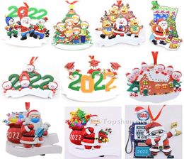 17 Style 2022 Christmas Resin Pendant Ornaments Tree Decorations Santa Claus Family DIY Name5537238