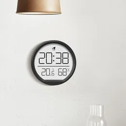 Wall Clocks Round LED Digital Alarm Clock With Folding Bracket Temperature Hygrometer Date Display For Living Room Kitchen