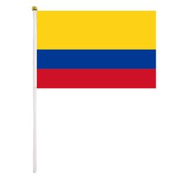 Colombia Hand Waving Flag 14X21CM Premium Polyester Mini World Country Flag Banner With Plastic Flagpole9394507