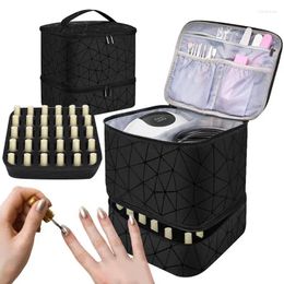 Storage Bags Nail Bag Organiser Case 2 Layer Polish Holder Carrying With Dryer Holds 30 Bottles Of