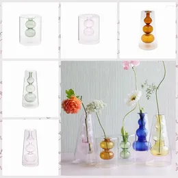 Vases 1 PCS Colourful Glass Vase Creative Spherical Bottle Simple Transparent Double Layered Flower