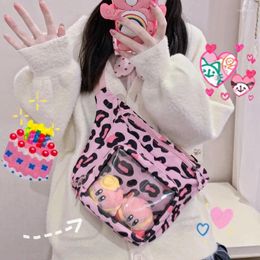 Shoulder Bags Japanese Cute Doll Bag Personalised Transparent PVC Itabag Student Girl Leopard Canvas Messenger Fashion Women