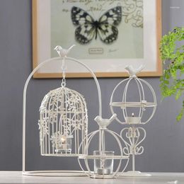 Candle Holders Vintage Creative Holder Living Room Set Metal Bird Cage White Candlestick Nordic Hollow Candelero Home Decor Large