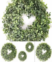 Artificial Green Leaves Wreath 175 Inch Front Door Wreath Shell Grass Boxwood For Wall Window Party Decor 533 V24884518