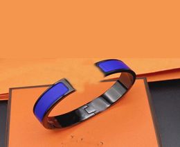 Classic Brand Design Black Enamel Bangle Bracelet Titanium Steel High Version Cnc Couple Bracelets Bangles For Men and Women Jewel9414621