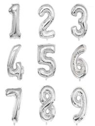 Party Decoration 32inch Silver Foil Number Balloon First Baby Girl Kids Birthday Decorations 1st 1 2 3 4 5 6 7 8 9 10 30 40 Years 1939851