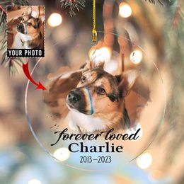 Party Supplies Personalized Christmas Dog Memorial Ornament Gift Baby Po Custom Acrylic Decorations Birthday Present Weddig