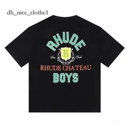 Rhude T Shirt Mens Shorts Tracksuits Designer Printing Letter Black White Grey Rainbow Colour Summer Fashion Cotton Cord Top Short Sleeve 394