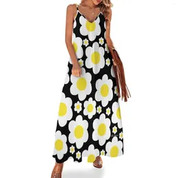 Casual Dresses Retro 60's Daisy Flowers Sleeveless Dress Wedding Guest 2024