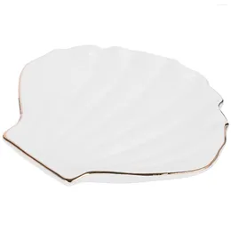 Jewelry Pouches Ceramic Display Tray Desktop Plate Vintage Decor Adornment (White)