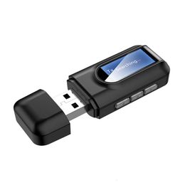 New USB Bluetooth 5.0 Wireless Adapter LCD Display Audio Emitter Receiver 2-in-1 Transceiver