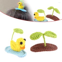 Party Favour 1Pc Knitting Cute Bean Sprouts Duck Crochet Hair Clip Animal Handmade Princess Girls Hairpins For Birthday Gift