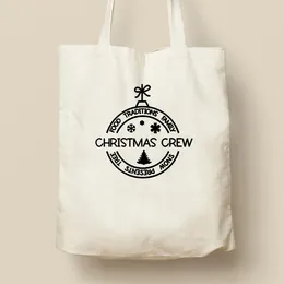 Storage Bags Christmas Crew Tote Bag Year Gift Creative Shopping Logo Printing Handbags Large Capacity Canvas Shoulder