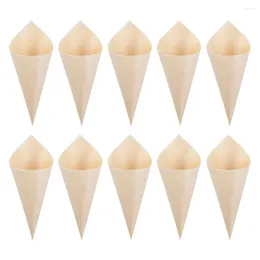 Disposable Cups Straws 150 Pcs Wooden Egg Roll Container Paper Cones For Food Delicate Daily Use Charcuterie