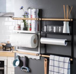 Magnetic Adsorption Refrigerator Side Rack Wallmounted Multifunction Storage Holder Kitchen Paper Towel Shelf Rack Organizer T207151207