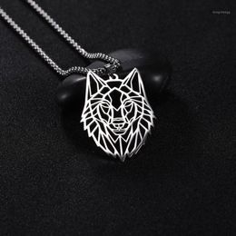 Pendant Necklaces LIKGREAT Punk Wolf Necklace For Men Women Trendy Hollow Animal Tiger Lion Gothic Stainless Steel Jewelry 2824