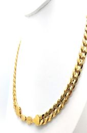 Mens Miami Cuban link Chain Necklace 18K Gold Finish 10mm Stamped Men039s Big 24quot Inch Long Hip Hop8259948