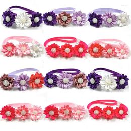 Dog Apparel 30/50pcs Valentine's Day Pearl Flower Pink Purple Style Pet BowTie Neckties Holiday Accessories BowTies Grooming Product