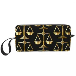 Storage Bags Gold Scales Of Justice Law Logo Makeup Bag For Women Travel Cosmetic Organiser Kawaii Lawyer Legal Party Toiletry