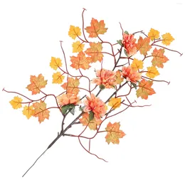 Decorative Flowers Branch Thanksgiving Decor Artificial Branches Picks Autumn Faux Fall Leaves Red Stem