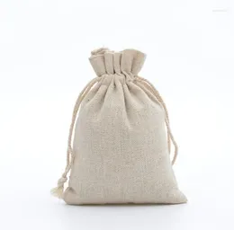 Gift Wrap 1000pcs Handmade 8X10cm Muslin Cotton Drawstring Packaging Bags For Coffee Bean Jewelry Pouch Storage Wedding Favor Bag SN