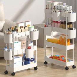 Kitchen Storage WORTHBUY 3/4 Tier Movable Gap Trolley Plastic Rack With Wheels Living Room Rolling Organizer Shelf For Snack