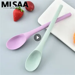 Spoons Children's Spoon Small Long Handle Complementary 7 Colours Kitchen Bar Silicone