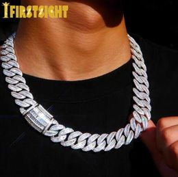 HBP New Iced Out Bling 20mm Baguett Cz Cuban Link Chain Necklace 5a Zircon Heavy Chunky Box Clasp Choker Hip Hop Women Men Jewelry7589069