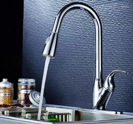 Kitchen Faucets Basin Chrome Brass Pull Out Single Handle Sink Mixer Tap Can Be Rotated And Cold