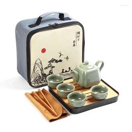 Teaware Sets Ceremony Tea Set Chinese Fu Kung Gaiwan Ceramic Portable Travel Teapot With Teaset Of Bag Cups
