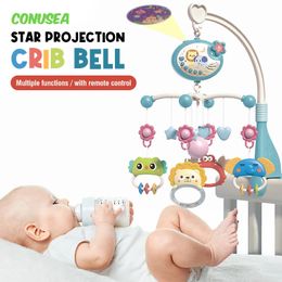 Baby crib mobile joystick with projector baby rotating music night light toy suitable for crib bells aged 0-12 months suitable for borns 240428