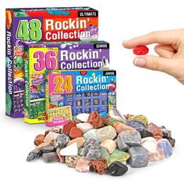 Natural Gem Rock Collection for Kids36 Kind Mineral Ore Collection Specimens Natural Crystal Specimens and Gemstones Geology Gem Kit, Educational Gift Kids Student