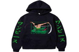 Anime One Piece Hoodie Printed Roronoa Zoro Pullover Sweatshirts Long Sleeve Loose Streetwear Hoodie Tops Y11209518159