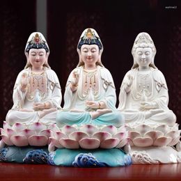 Decorative Figurines TOP High Grade Jade Porcelain Godness Buddha Statue Asia HOME Protection Shrine Worship Guan Yin PU SA Avalokitesvara