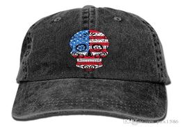 pzx Baseball Cap For Men Women American Flag Sugar Skull Women039s Cotton Adjustable Jeans Cap Hat Multicolor optional5837962