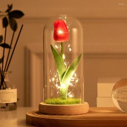 Decorative Flowers Valentine's Day Gift Ornaments LED Imitation Rose Light Microlandscape Immortal Roses Gifts