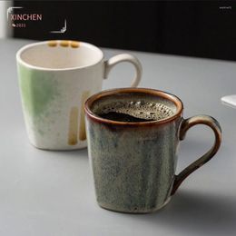 Mugs Kiln Change Hand-painted Ceramic Cafe Mug Japanese Restaurant Household With Spoon Turkish Coffee Cups CN(Origin)