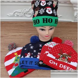 Christmas Decorations 2024 Led Knitted Hat Beanie Light Up Illuminate Warm Hats For Kids Adts New Year Decor 1027 Drop Delivery Home G Dhlk1