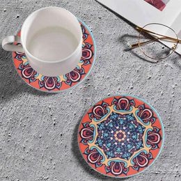 Table Mats 1pc Cute Ceramic Coasters Cork Base White Marble Decoration Gift Modern Style Absorbent Datura Flower
