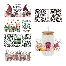 Window Stickers Funny Coffee Quotes UV DTF Prints For 16oz Libbey Glasses Wraps Bottles Cup Can DIY Waterproof D12454