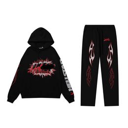 American fashion brand Hell Sports Future Flame Flame printed high quality wool hoodie hoodie sets for men and women