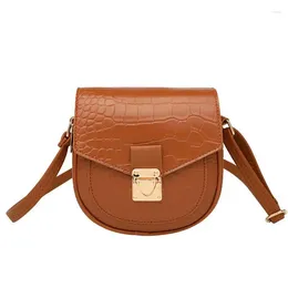 Shoulder Bags Luxury Crocodile Pattern Crossbody For Women Half Round Messenger Bag PU Leather Handbags Sac Main Femme 2024