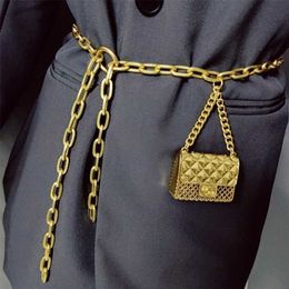 Fashion Luxury Designer Women Chain Belts for Pants Dress Mini Vintage Waist Gold Metal Bag Waistband Body Jewellery Accessories 220210 202U