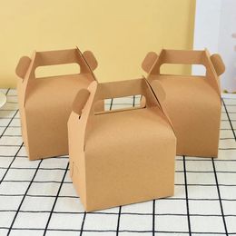 Gift Wrap 5pcs Kraft Paper Portable Cake Box Wedding Favors Candy Packaging Boxes Bags For Christmas Birthday Party Wrapping Supplies