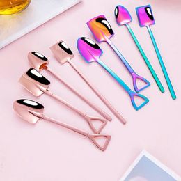 Coffee Scoops Stainless Steel Tea Spoon Creative Retro Shovel For Home Dinner Ice Cream Dessert Watermelon Kitchen Tableware Bar O1